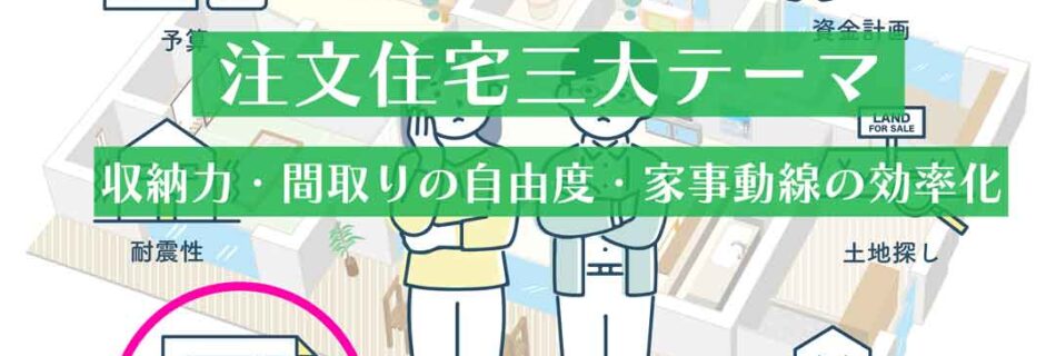 注文住宅の三大テーマ-収納力・間取りの自由度・家事動線の効率化